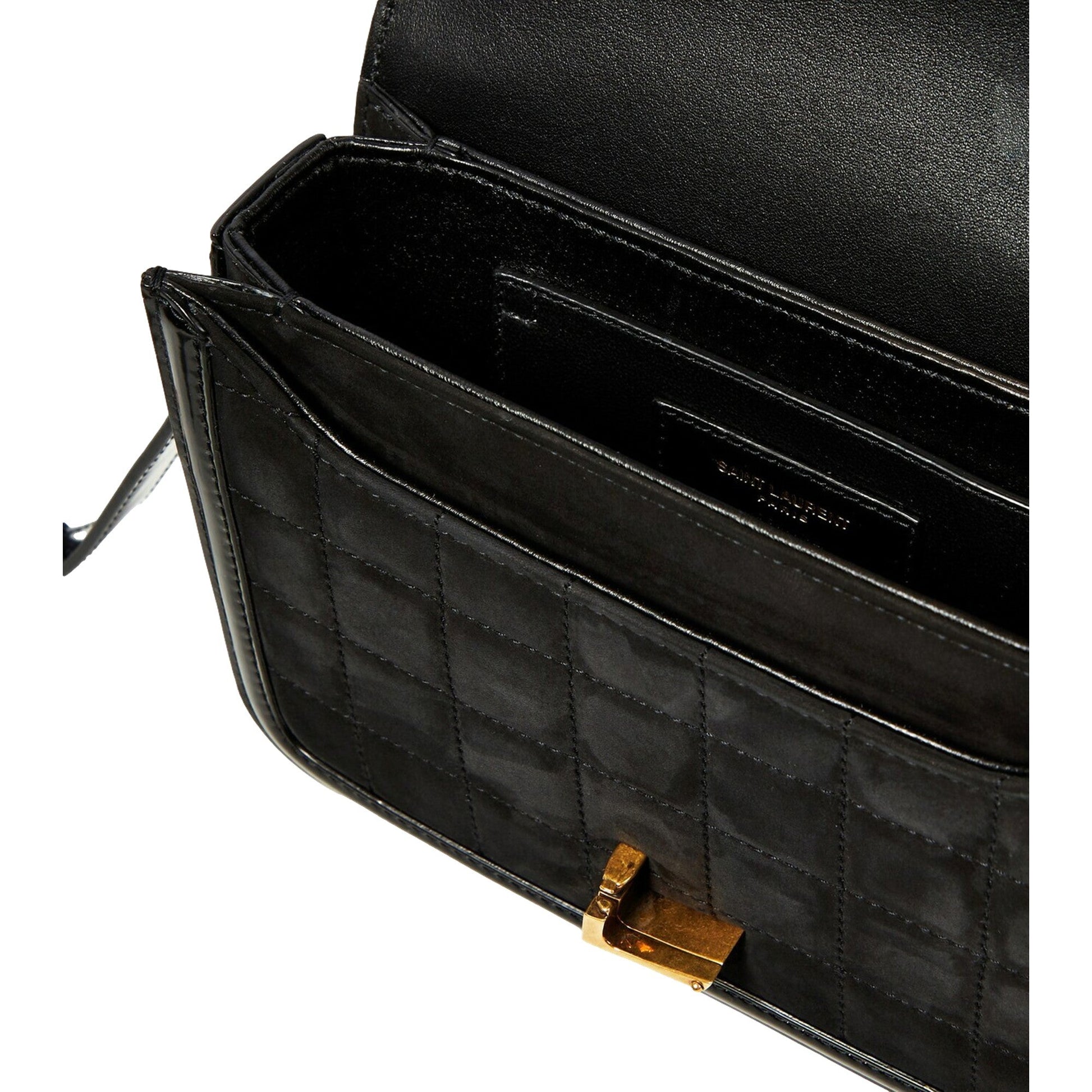 Saint Laurent Solferino: Luxury Black Quilted Suede Shoulder Bag -   Shop Bags LLC 