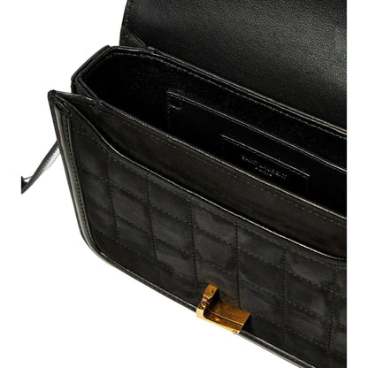 Saint Laurent Solferino: Luxury Black Quilted Suede Shoulder Bag -   Shop Bags LLC 