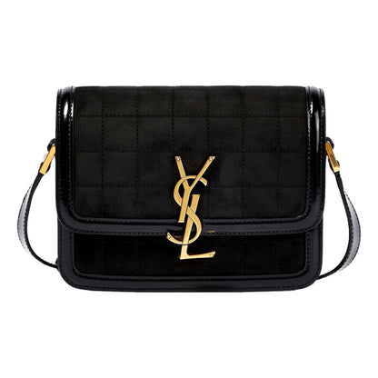 Saint Laurent Solferino: Luxury Black Quilted Suede Shoulder Bag -   Shop Bags LLC 