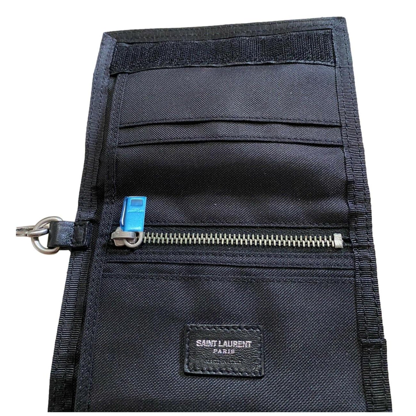 Saint Laurent Wallet: Sleek Black Wallet with Palm Print & Chain -   Shop Bags LLC 