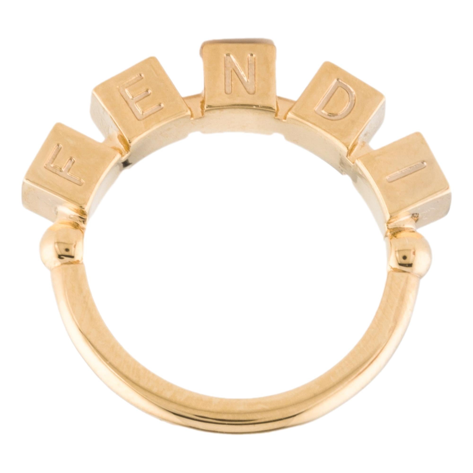 Shop Fendi Fendigraphy Letters Gold Metal Ring - Iconic Elegance -   Shop Bags 