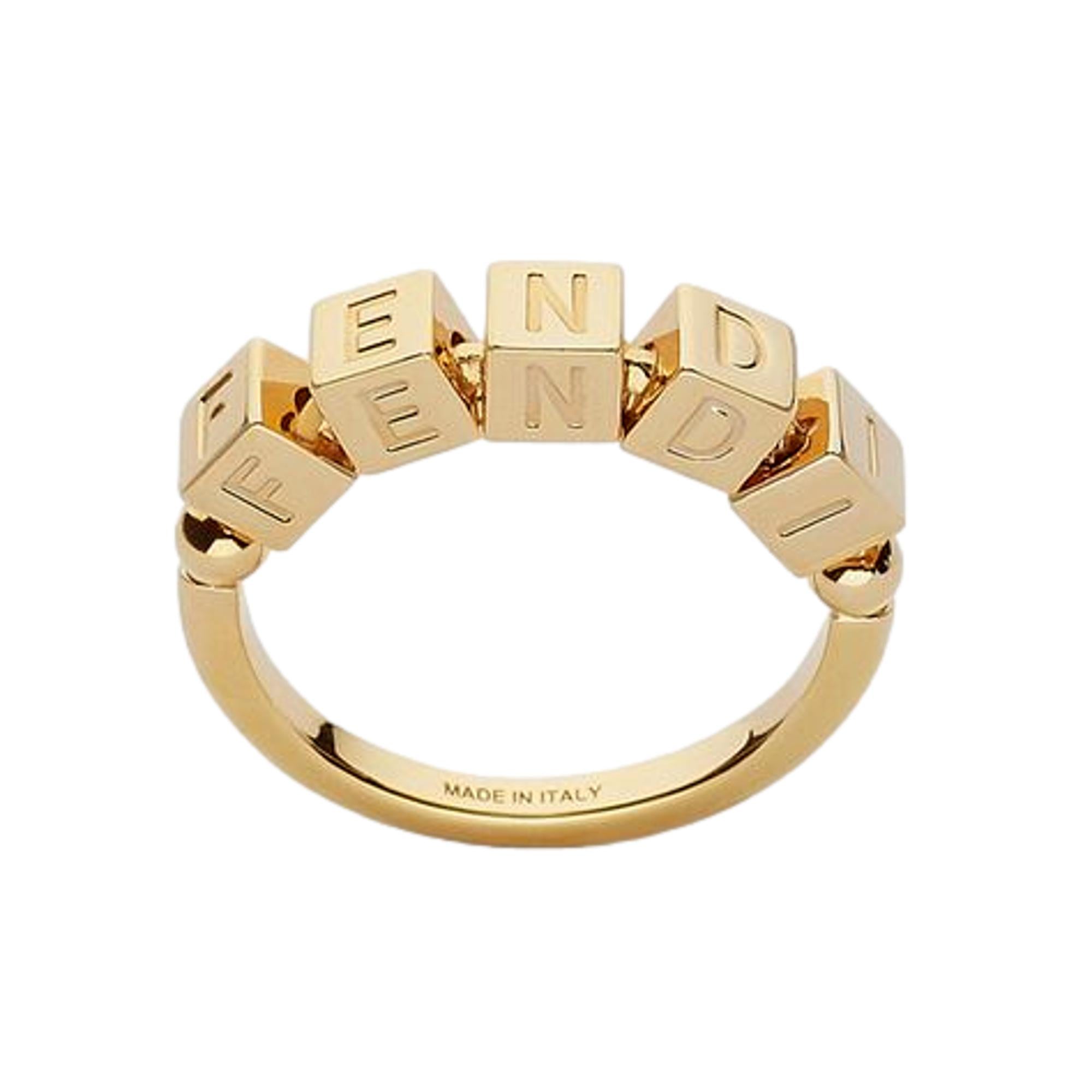 Shop Fendi Fendigraphy Letters Gold Metal Ring - Iconic Elegance -   Shop Bags 