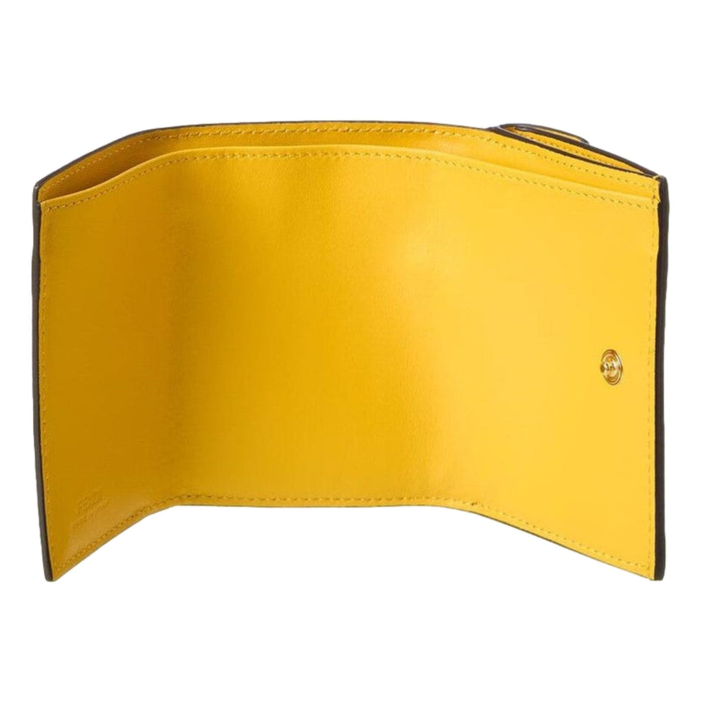Shop Fendi Wallet: Yellow Leather Vertigo Trifold Wallet -   Shop Bags LLC 
