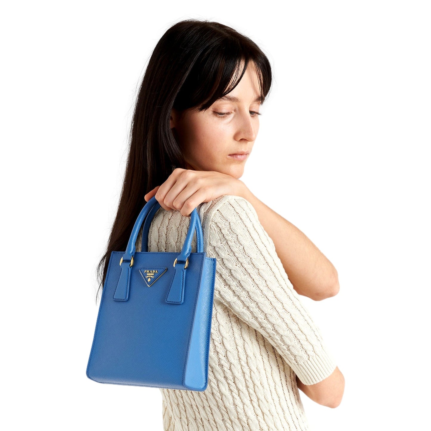 Shop Prada Saffiano Leather Mini Shopper Bag - Top Handle Crossbody -   Shop Bags LLC 