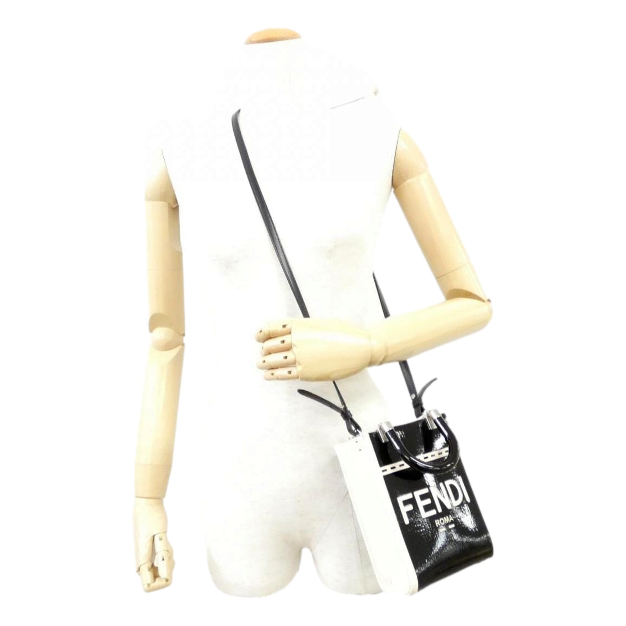 FENDI FF Mini Tote Bag | Crossbody Black Bag | Leather & Canvas