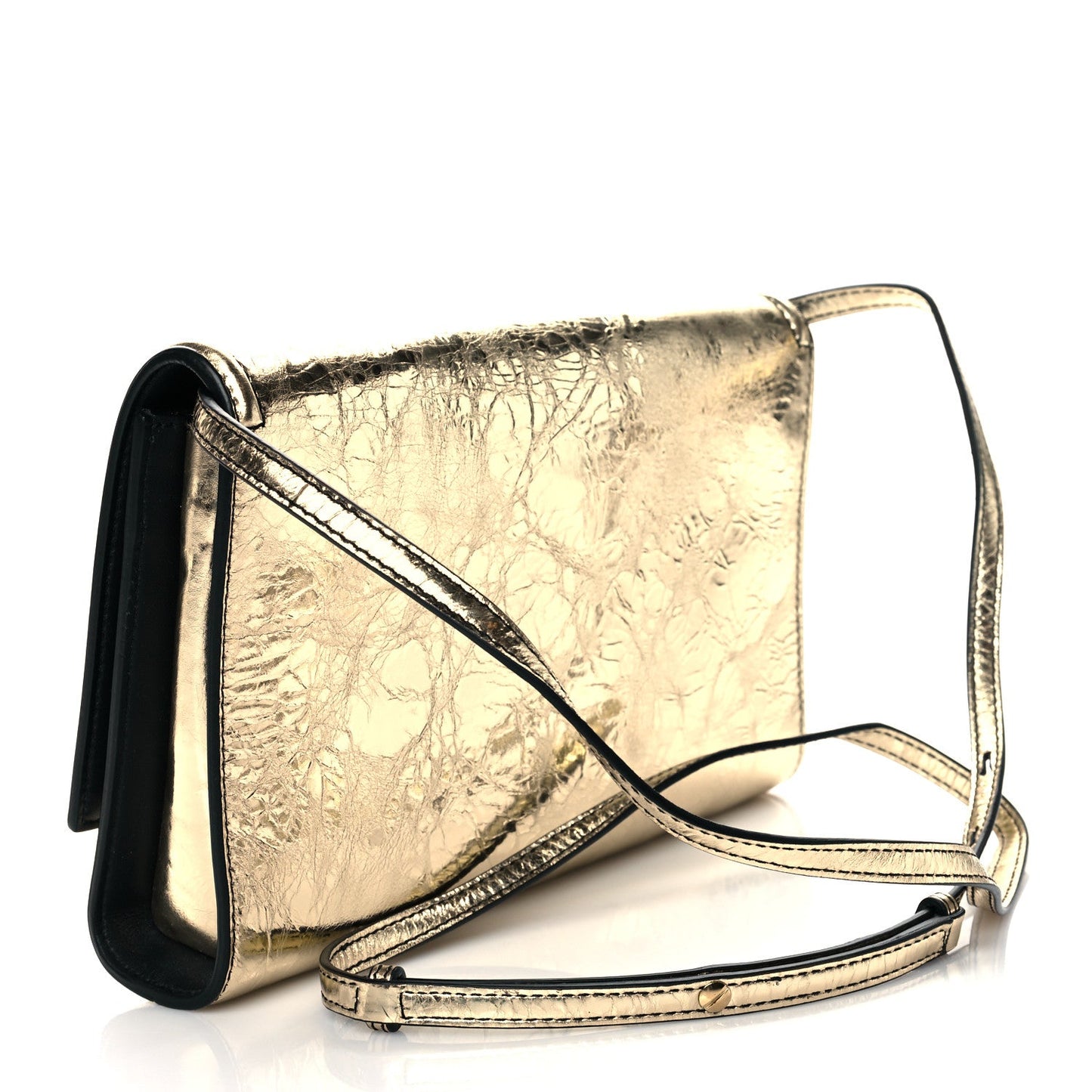Small Story Gold Leather Bag - Elegant Alex McQueen Shoulder Accessory -   Shop Bags LLC 