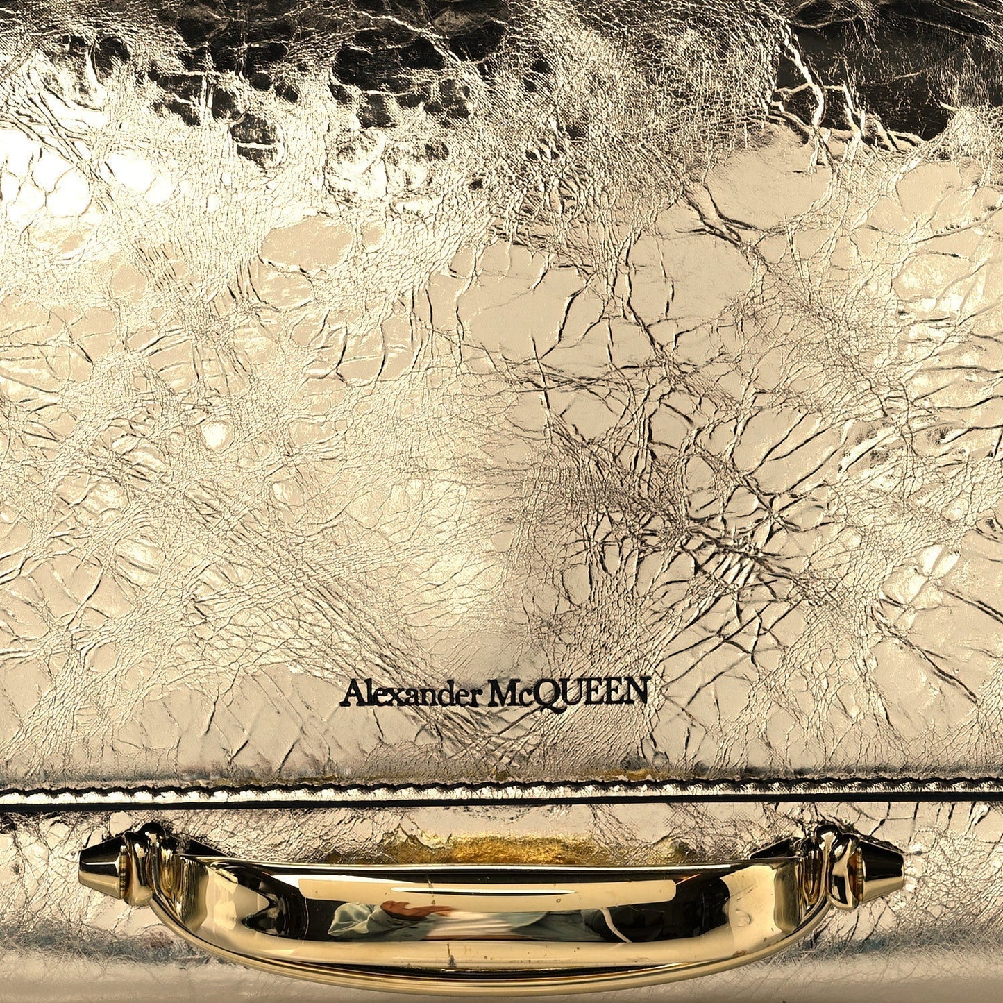 Small Story Gold Leather Bag - Elegant Alex McQueen Shoulder Accessory -   Shop Bags LLC 