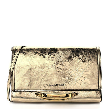 Small Story Gold Leather Bag - Elegant Alex McQueen Shoulder Accessory -   Shop Bags LLC 