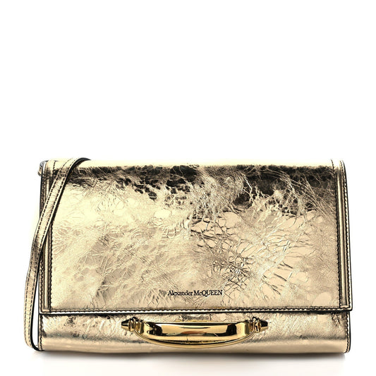 Small Story Gold Leather Bag - Elegant Alex McQueen Shoulder Accessory -   Shop Bags LLC 