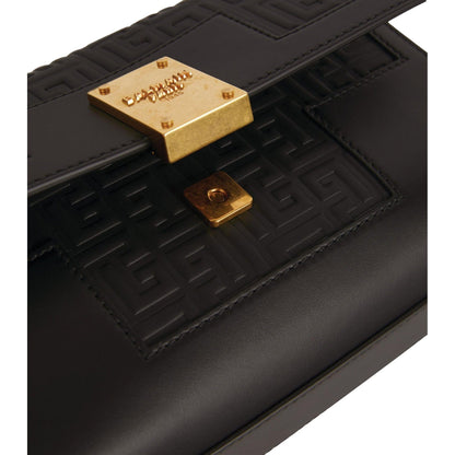 Stylish Balmain Shoulder Bag - Black Leather Embossed Flap, Must-Have! -   Shop Bags LLC 