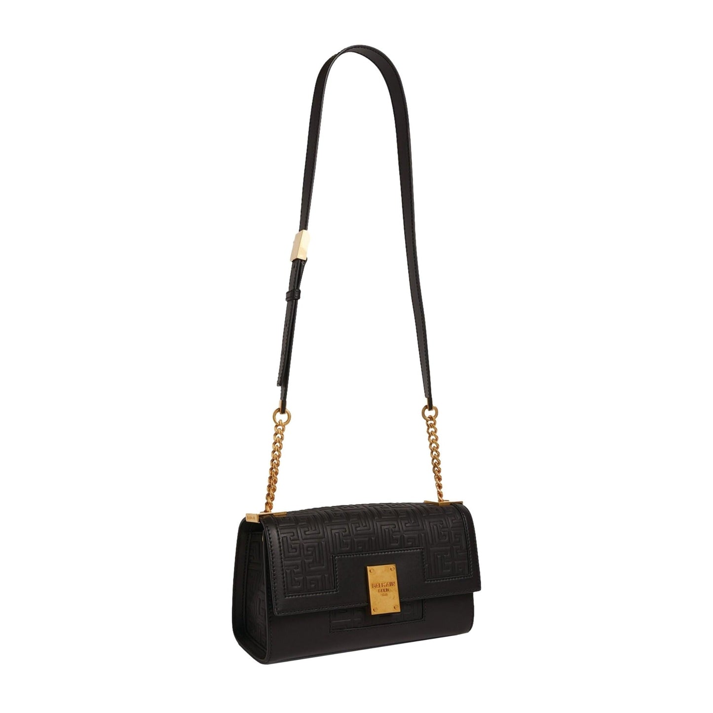 Stylish Balmain Shoulder Bag - Black Leather Embossed Flap, Must-Have! -   Shop Bags LLC 