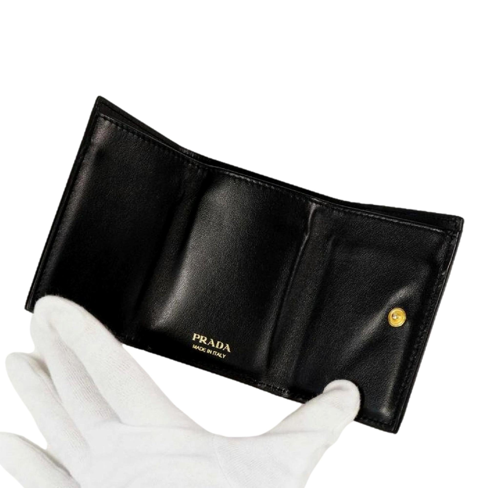 Stylish Prada Envelope Trifold Wallet - Compact & Elegant Accessory -   Shop Bags LLC 