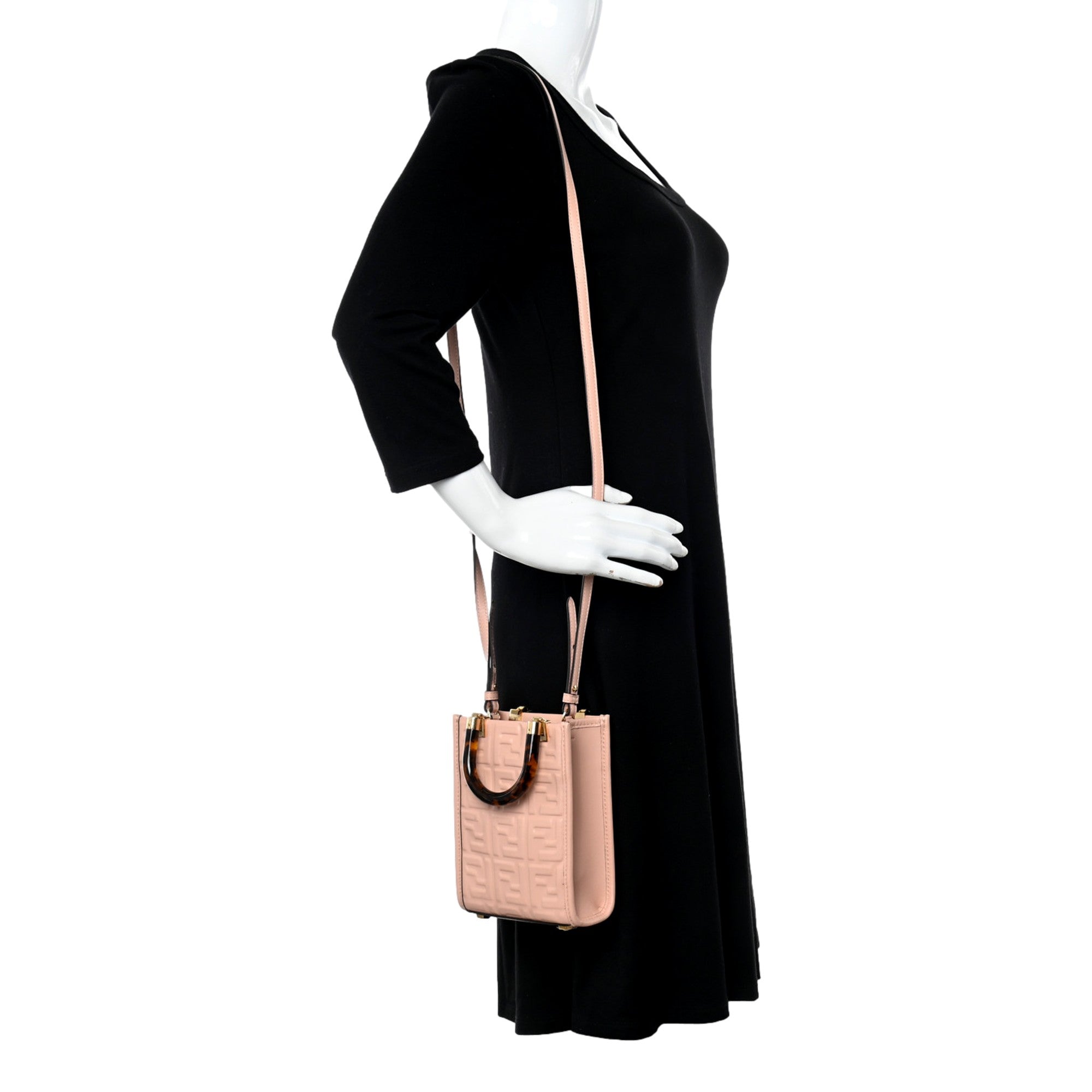 Fendi Mini Sunshine Shopper Tote - Baby Pink Leather Crossbody Bag