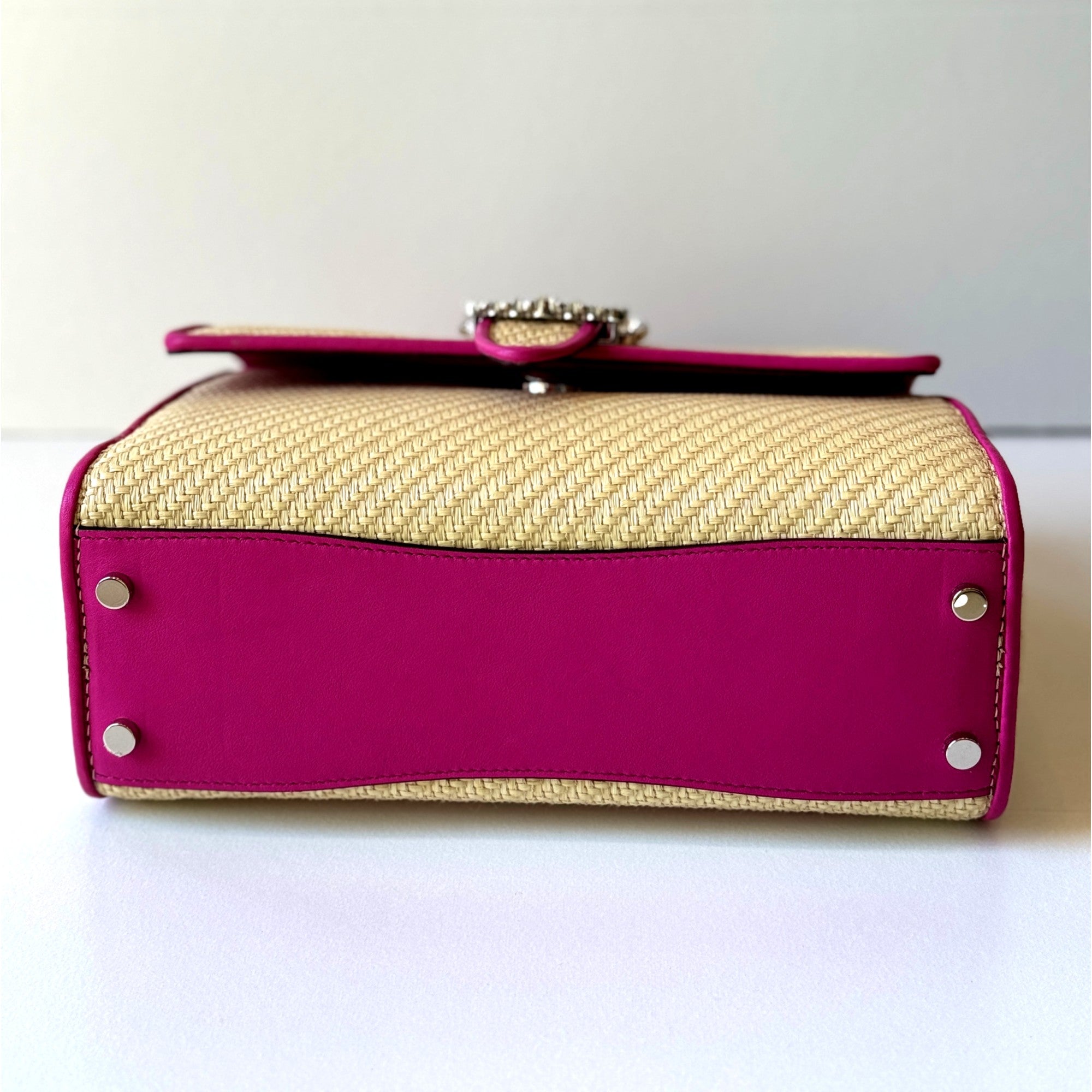 Top Handle Bag: Medium Pink Handbag with Crystal Embellishments -   Shop Bags LLC 