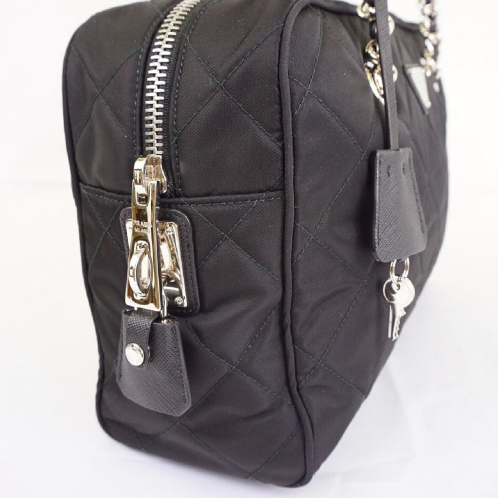 Prada Quilted Black Nylon Shoulder Bag - Luxury & Security Combined