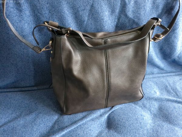 Tote Bag, Handbag, Stylish Bag - Durable Gray Leather with Pouch -  