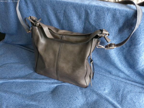 Tote Bag, Handbag, Stylish Bag - Durable Gray Leather with Pouch -  