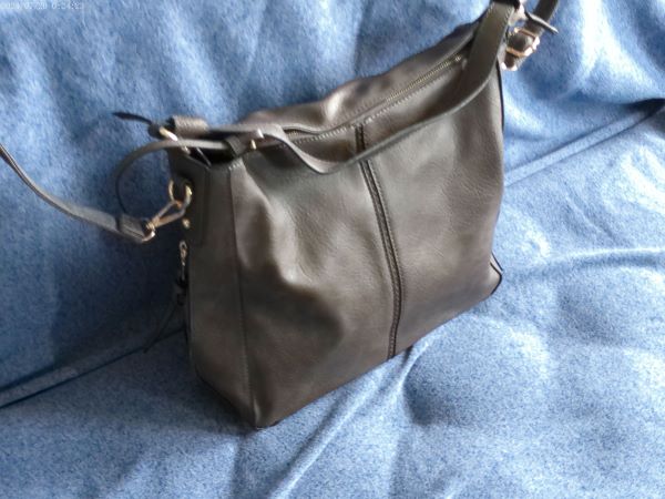 Tote Bag, Handbag, Stylish Bag - Durable Gray Leather with Pouch -  