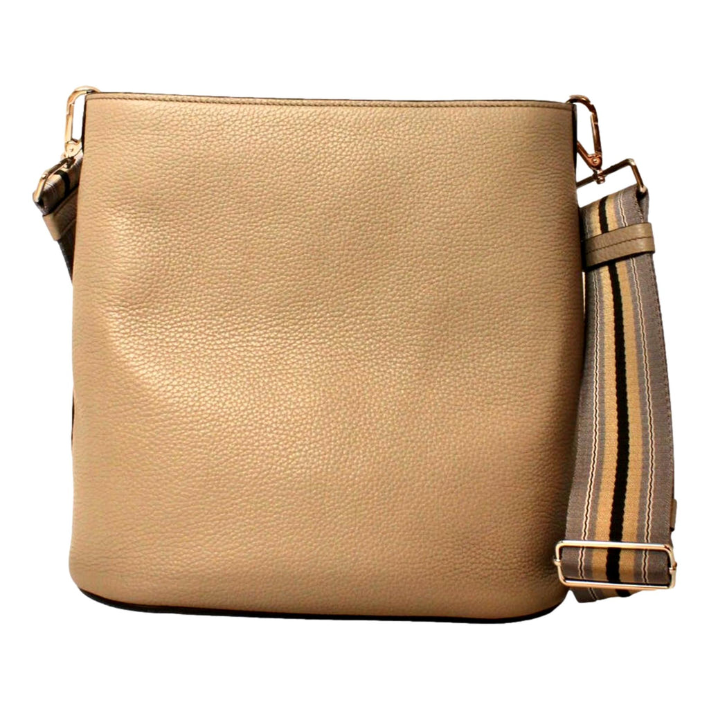Prada Bucket Bag: Stylish Vitello Phenix Leather with Stripe Strap