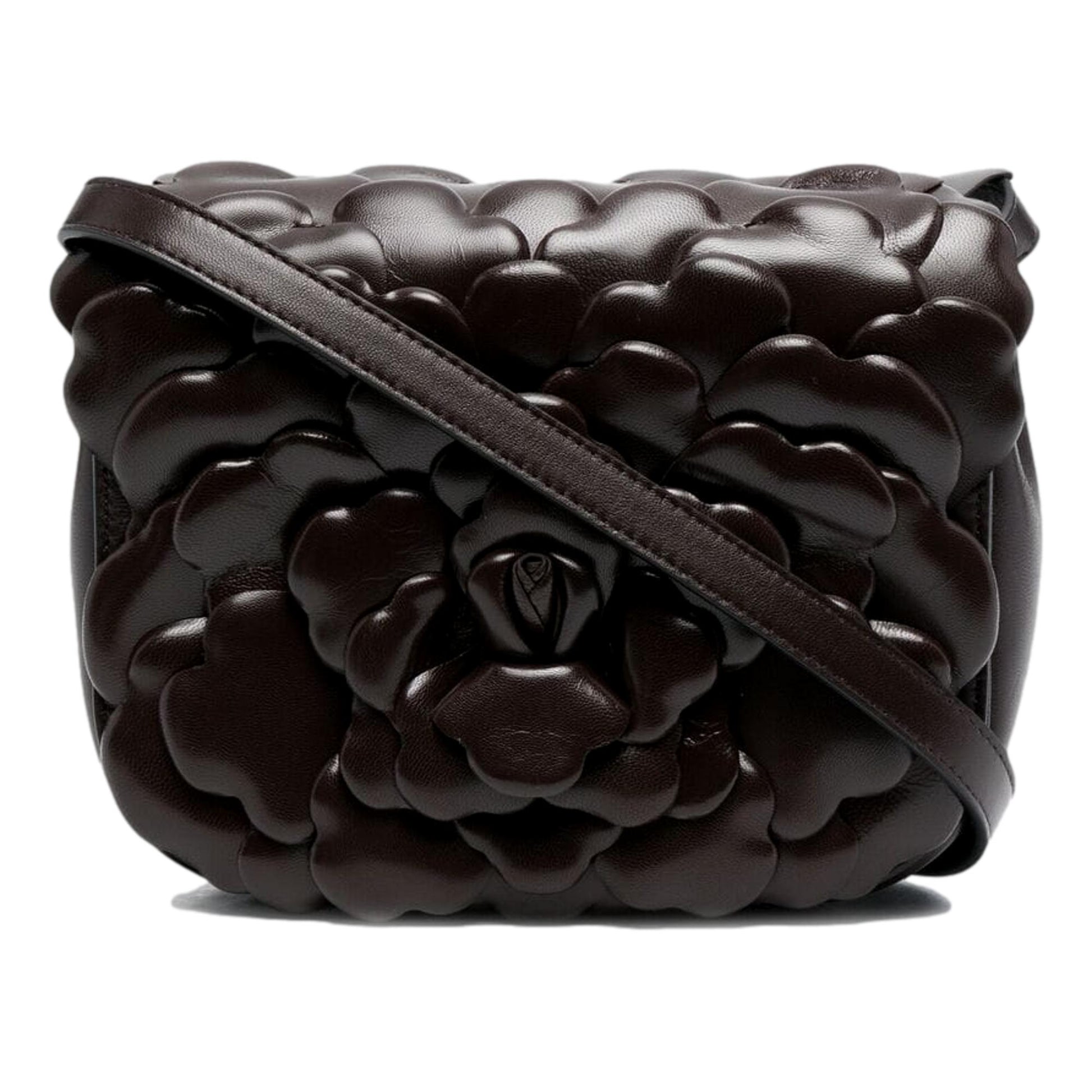 Valentino Atelier Bag 03: Elegant Brown Leather Crossbody with Roses -   Shop Bags LLC 