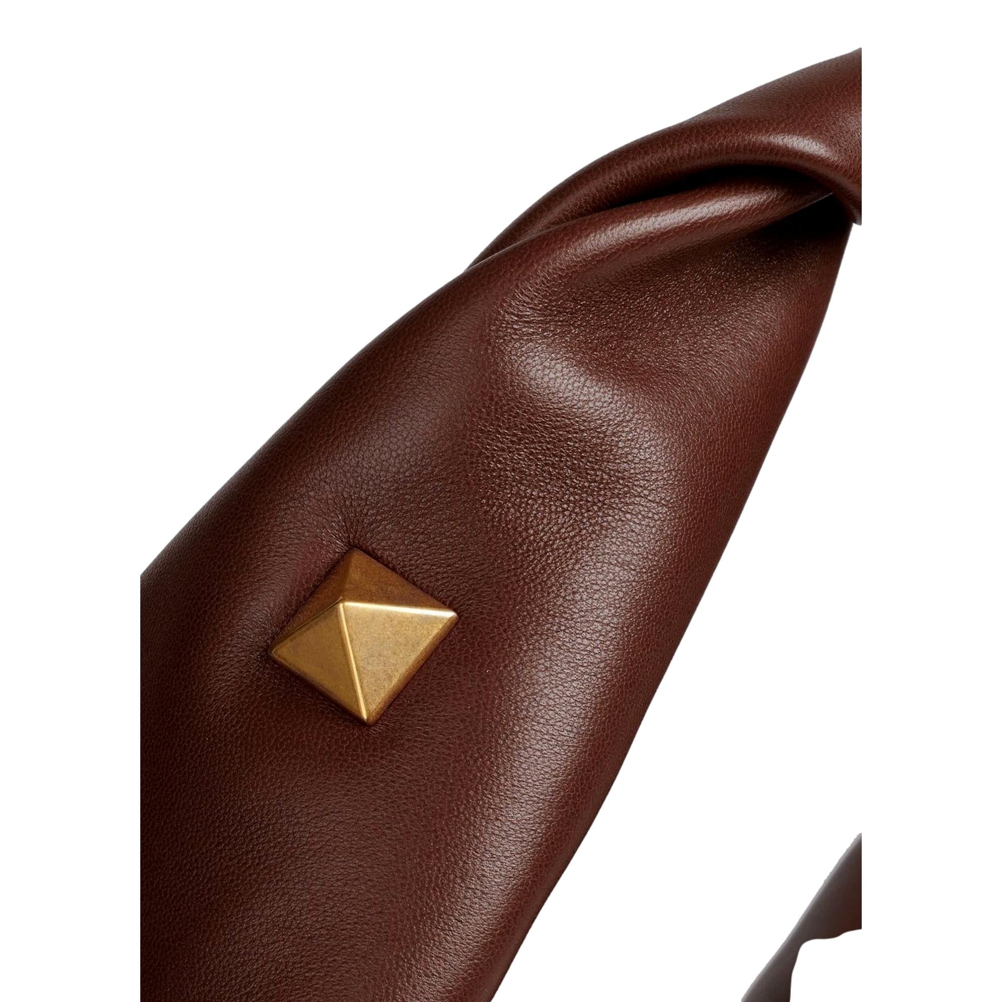 Valentino Garavani Roman Stud Brown Leather Hobo Bag - Luxury & Style -   Shop Bags LLC 
