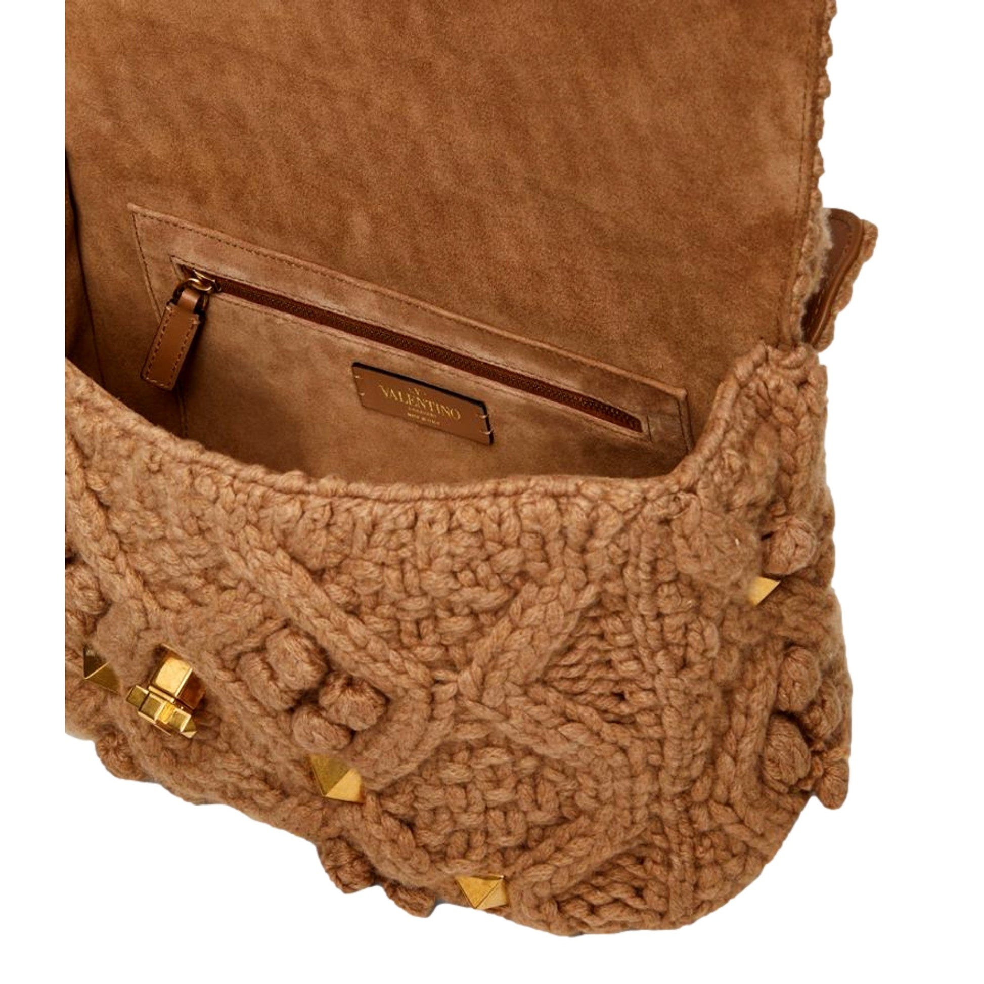 Valentino Garavani Roman Stud Large Shoulder Bag - Luxury Cashmere -   Shop Bags LLC
