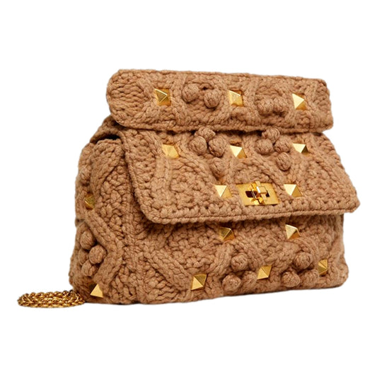Valentino Garavani Roman Stud Large Shoulder Bag - Luxury Cashmere -   Shop Bags LLC
