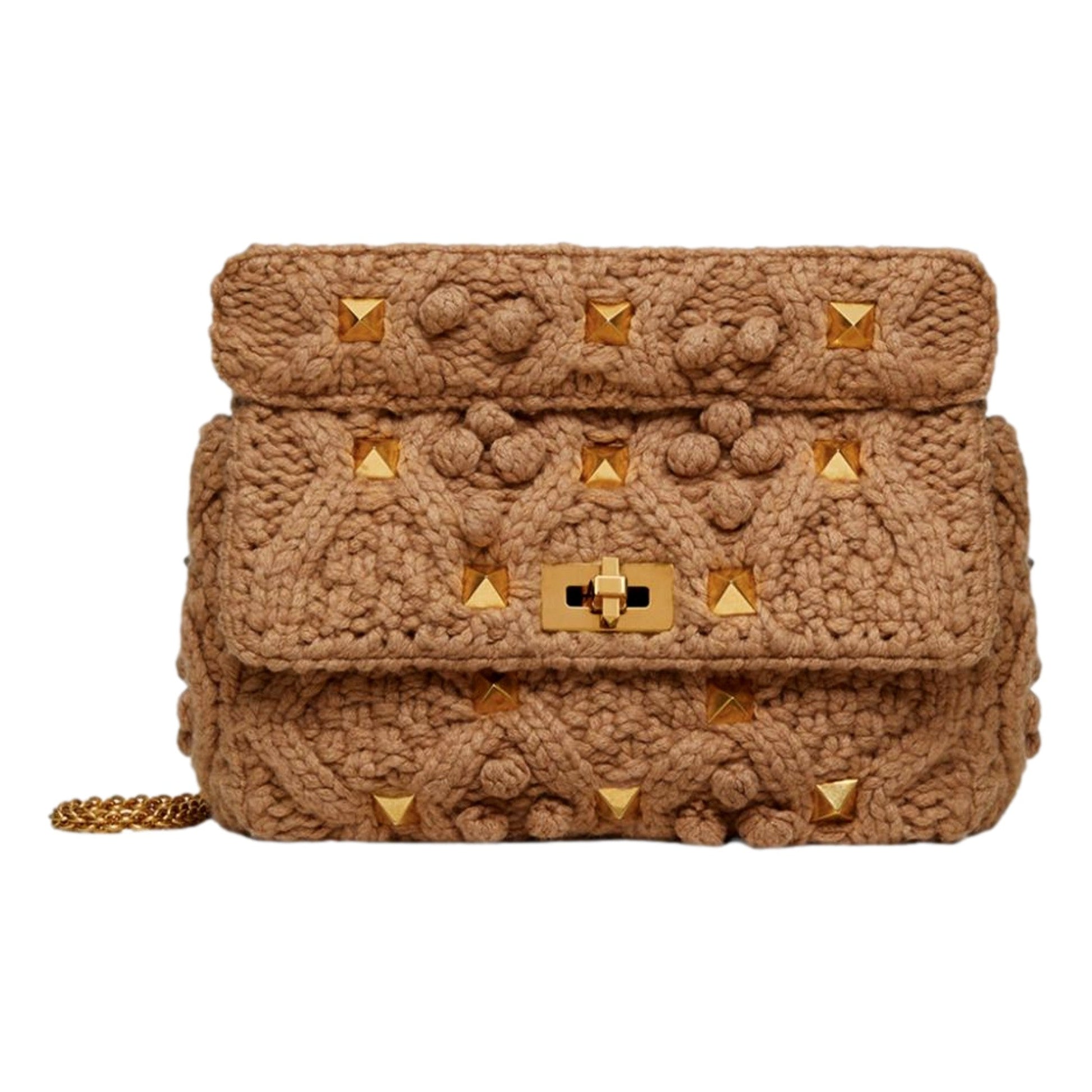 Valentino Garavani Roman Stud Large Shoulder Bag - Luxury Cashmere -   Shop Bags LLC