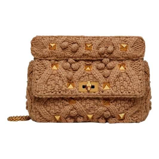 Valentino Garavani Roman Stud Large Shoulder Bag - Luxury Cashmere -   Shop Bags LLC