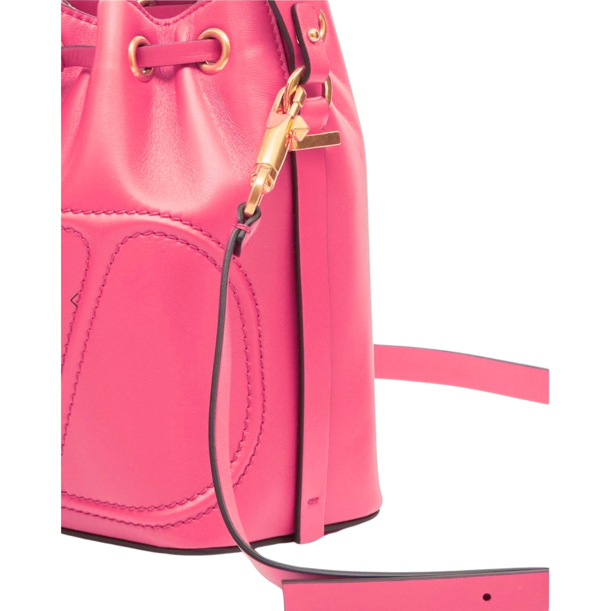 Valentino Garavani VLogo Walk Bucket Crossbody Bag Pink Calf Leather -   Shop Bags