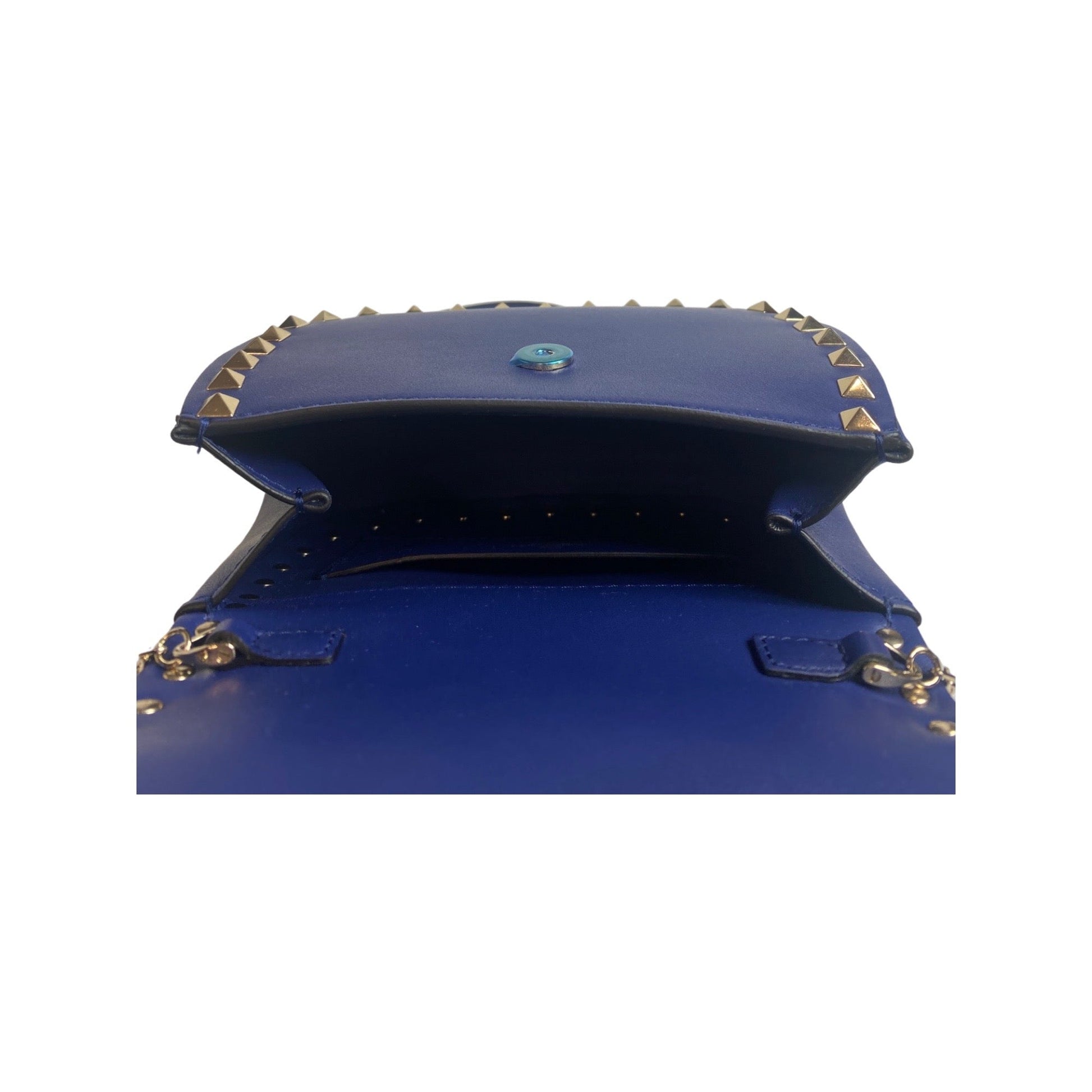 Valentino Rockstud Blue Leather Crossbody Bag - Chic & Compact Style -   Shop Bags LLC 