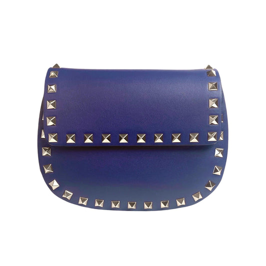Valentino Rockstud Blue Leather Crossbody Bag - Chic & Compact Style -   Shop Bags LLC 