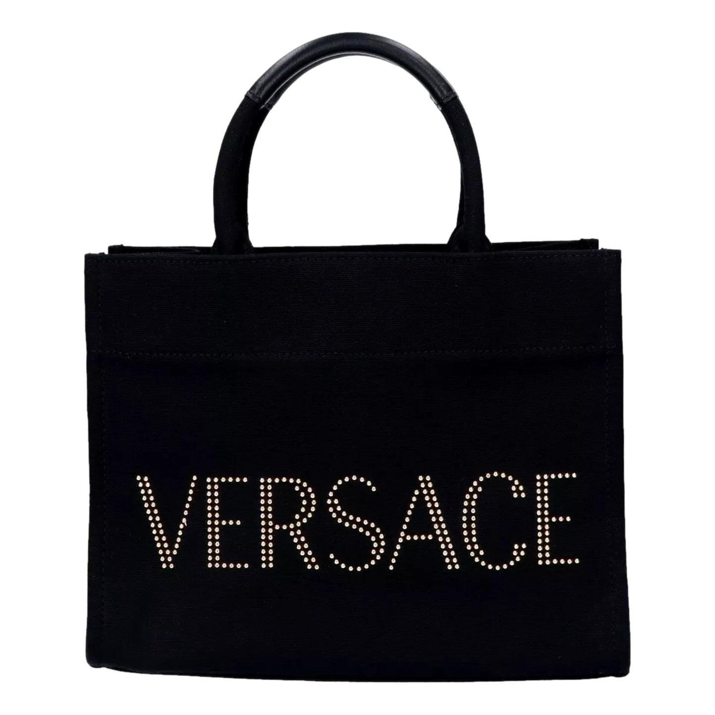 Versace Bag: Nero Mini Tote Bag - Chic Studded Logo Tote Bag -   Shop Bags LLC 