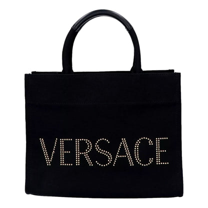 Versace Bag: Nero Mini Tote Bag - Chic Studded Logo Tote Bag -   Shop Bags LLC 