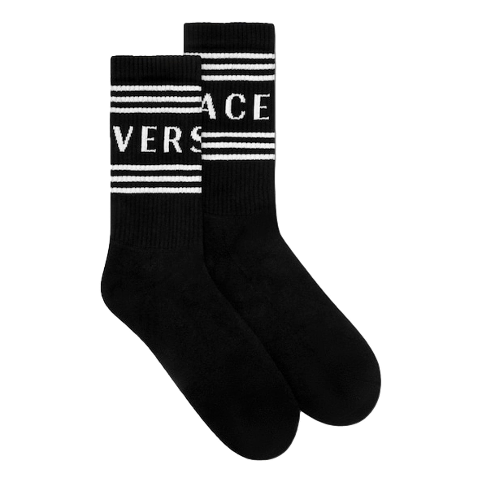 Versace Black White 90s Style Vintage Logo Tube Socks Large - Retro -   Shop Bags LLC