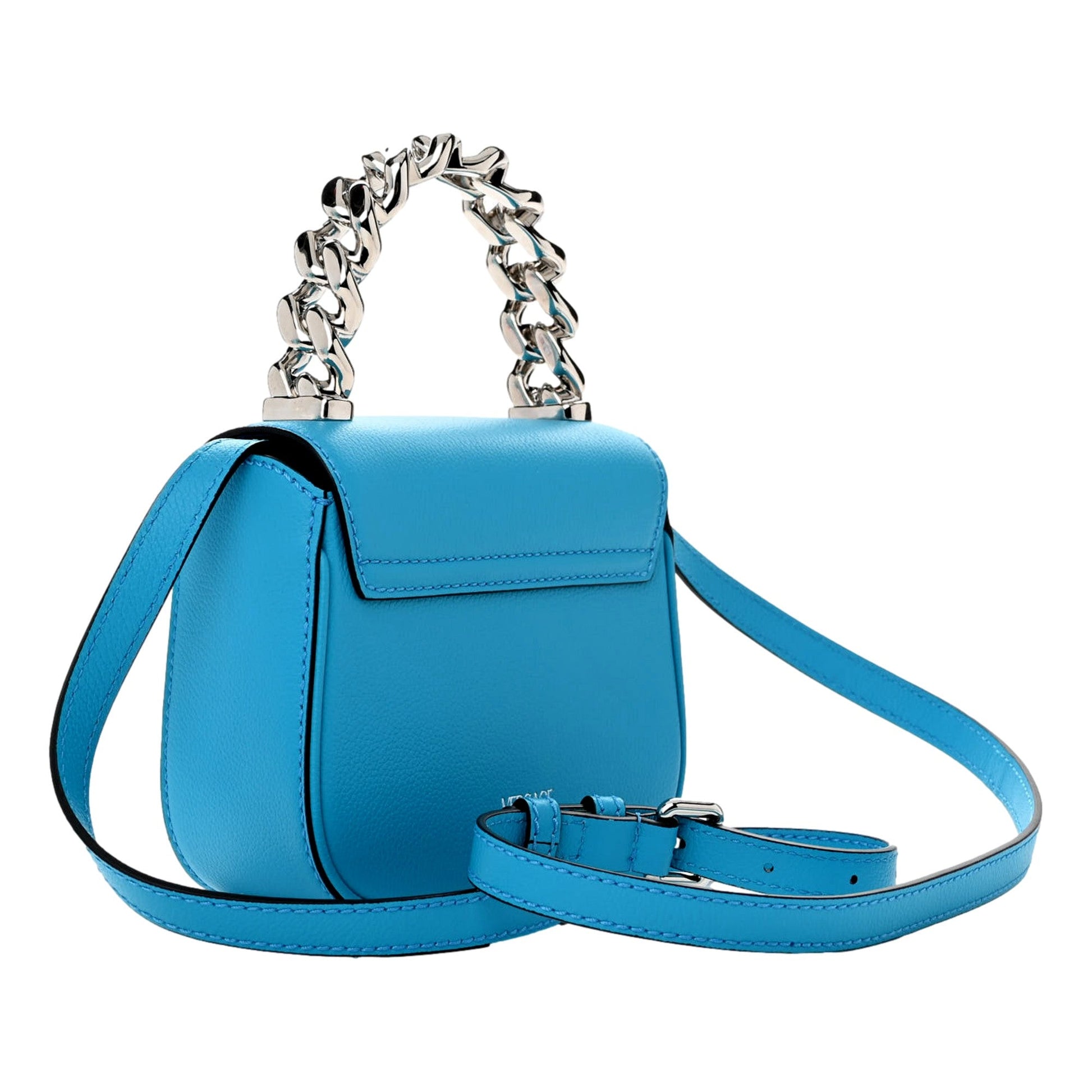Versace Blue Bag: Elegant Top Handle & Versatile Designer Style -   Shop Bags LLC 
