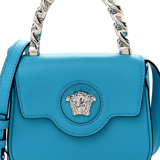 Versace Blue Bag: Elegant Top Handle & Versatile Designer Style -   Shop Bags LLC 