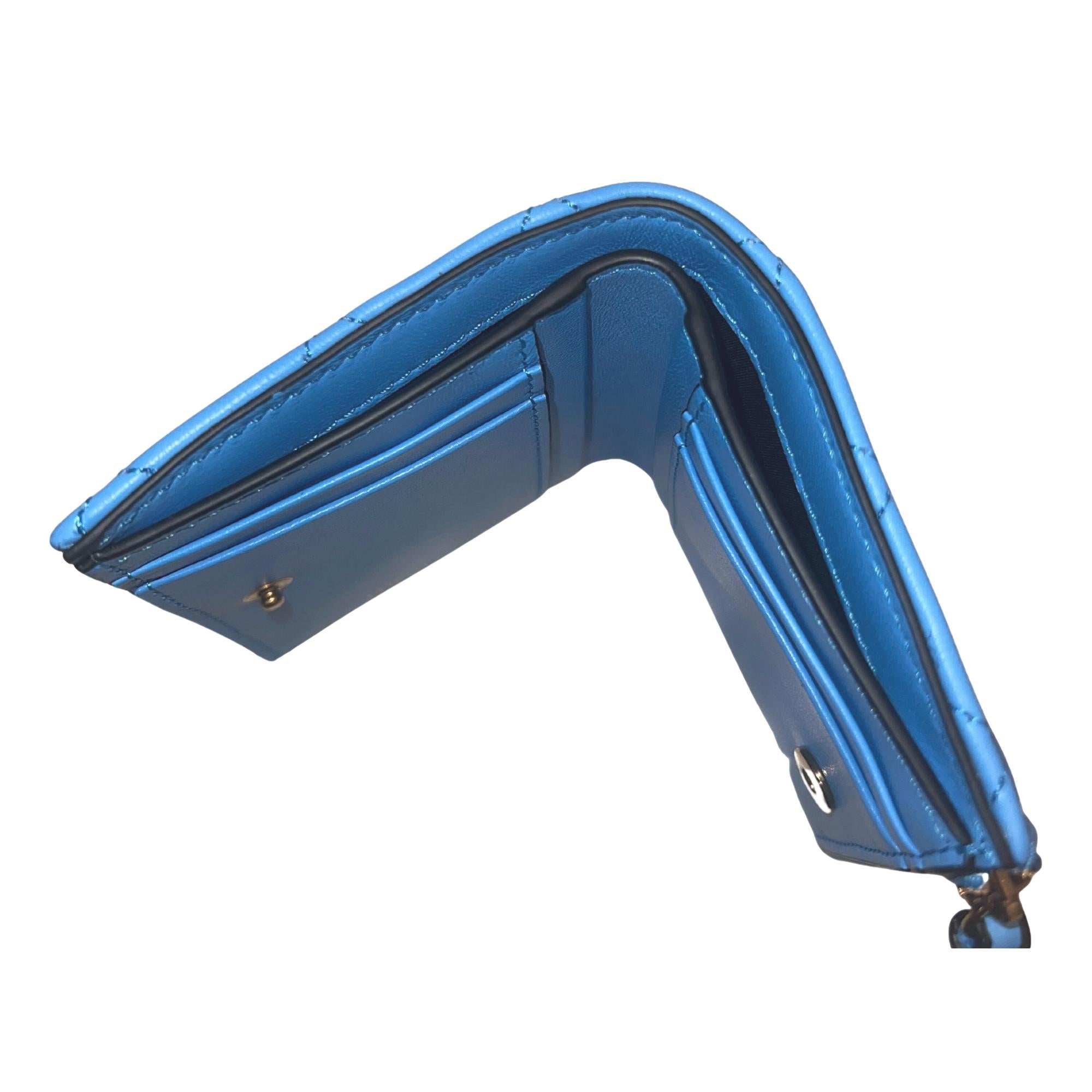 Versace Compact Snap Wallet - Quilted Lamb Leather Luxury Accessory -   Shop Bags LLC 