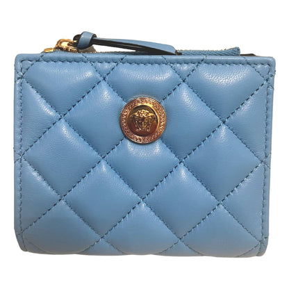 Versace Compact Snap Wallet - Quilted Lamb Leather Luxury Accessory -   Shop Bags LLC 