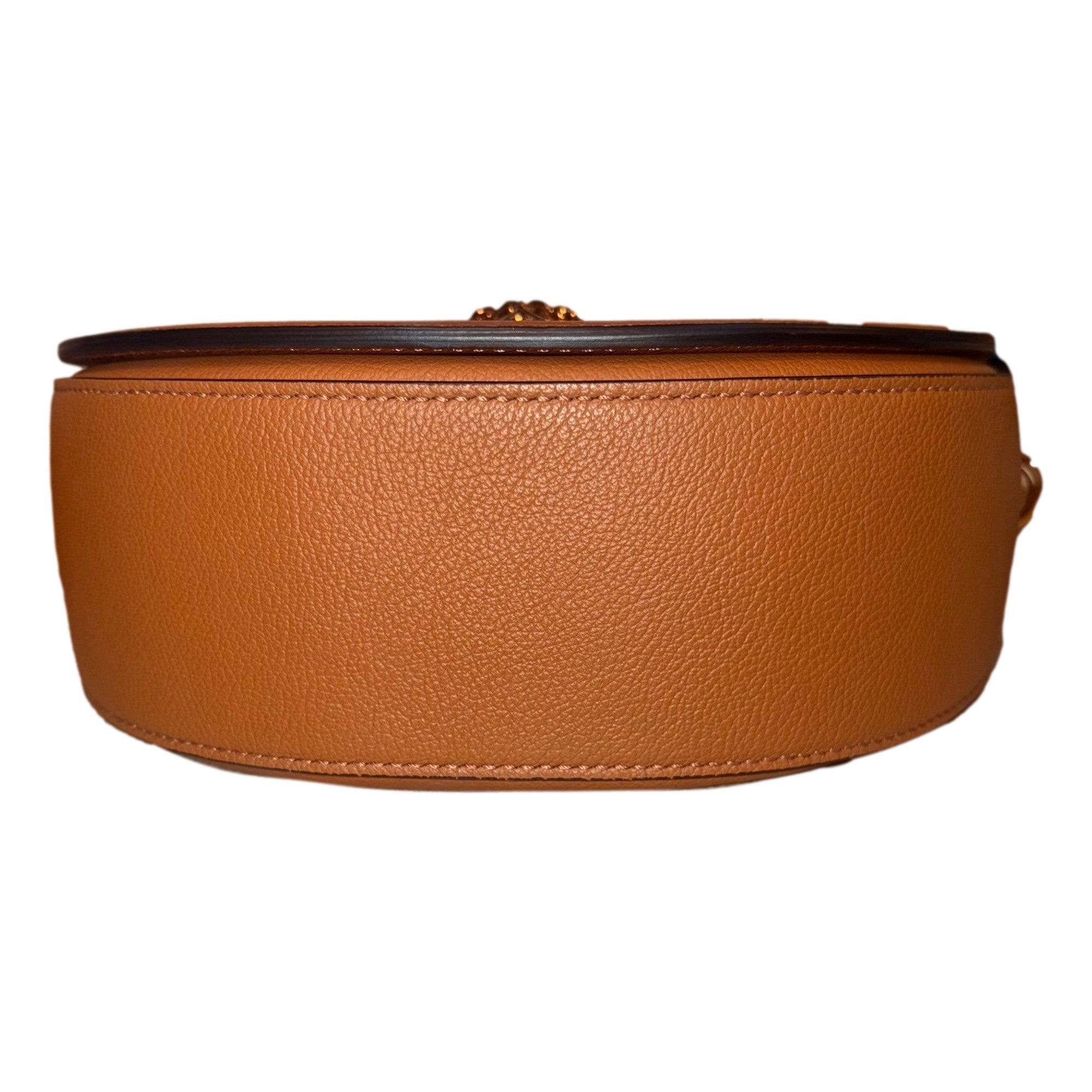 Versace Half-Moon La Medusa Vitello Leather Summer Nude Brown Crossbody Handbag -   Shop Bags LLC