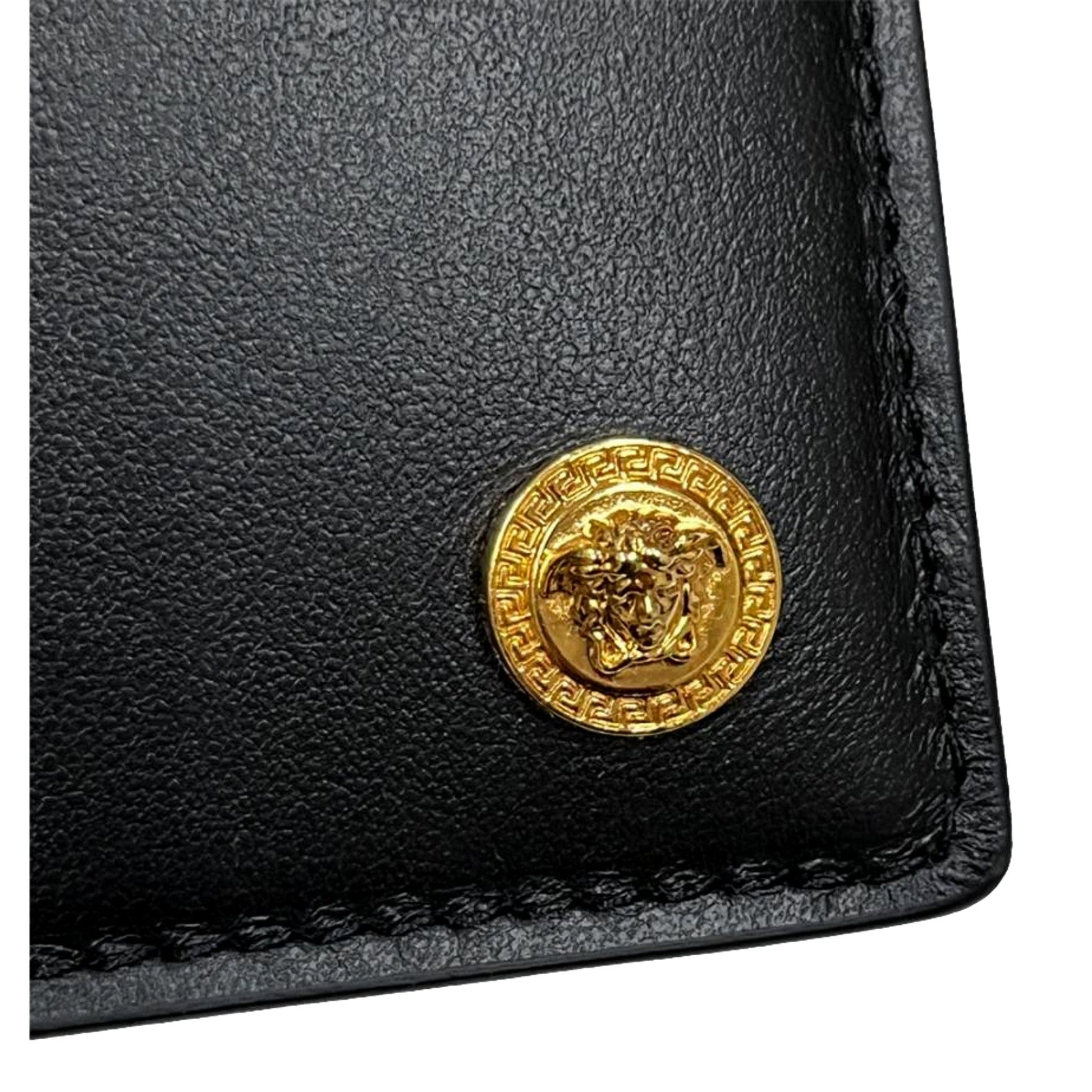 Versace La Medusa Black Calfskin Leather Bifold Wallet -   Shop Bags LLC 