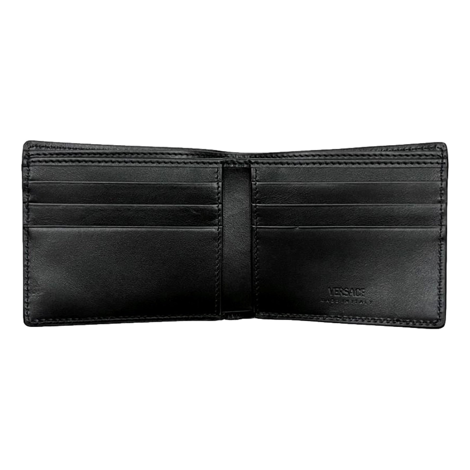 Versace La Medusa Black Calfskin Leather Bifold Wallet -   Shop Bags LLC 
