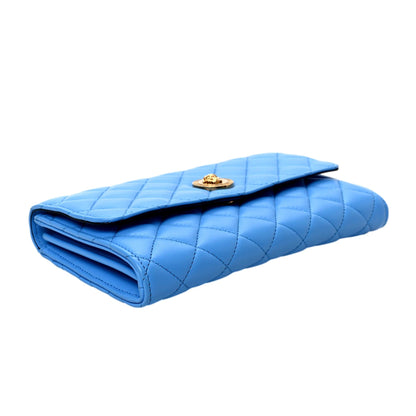 Versace La Medusa Crossbody Clutch Bag - Elegant Blue Quilted Leather -   Shop Bags LLC 