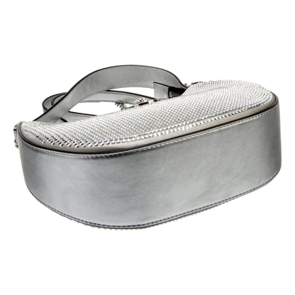 Versace La Medusa Crystal Half Moon Hobo Bag: Chic Silver Elegance -   Shop Bags 
