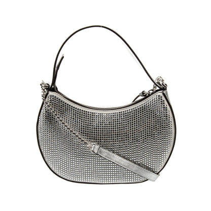 Versace La Medusa Crystal Half Moon Hobo Bag: Chic Silver Elegance -   Shop Bags 