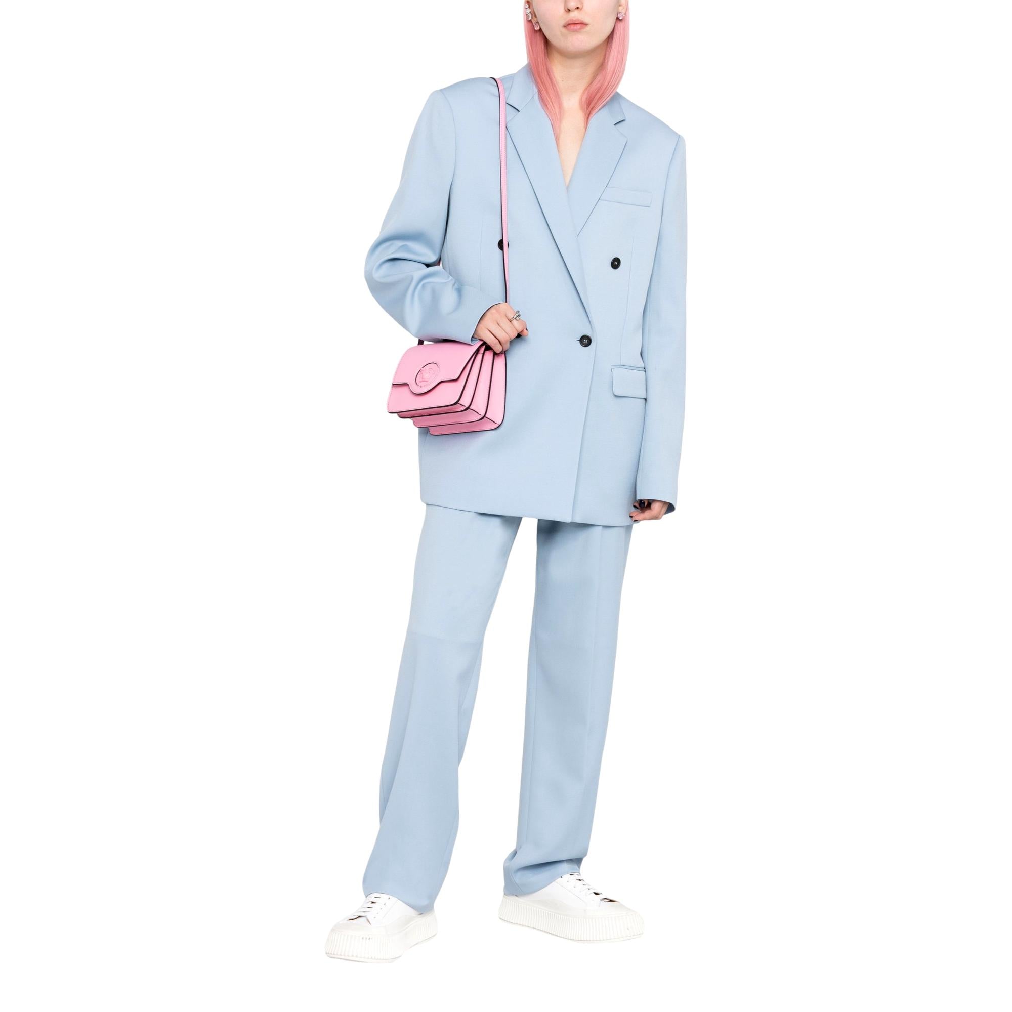 Versace La Medusa Logo Plaque Pink Pebbled Leather Crossbody Bag -   Shop Bags 