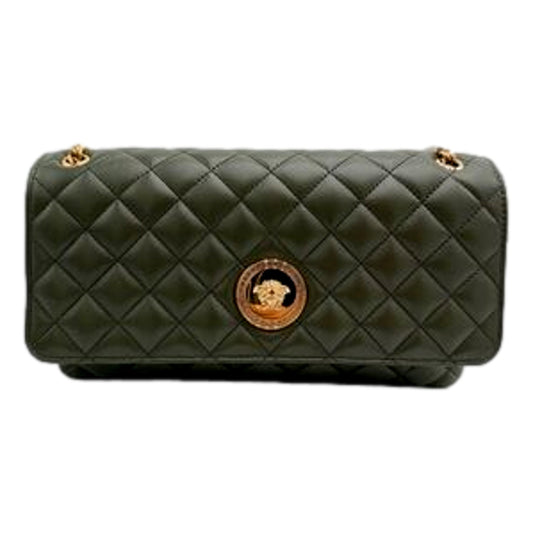 Versace La Medusa Olive Green Quilted Crossbody Bag - Luxury -   Shop Bags LLC