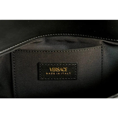 Versace La Medusa Quilted Calfskin Leather Black Crossbody Bag Gold -   Shop Bags LLC