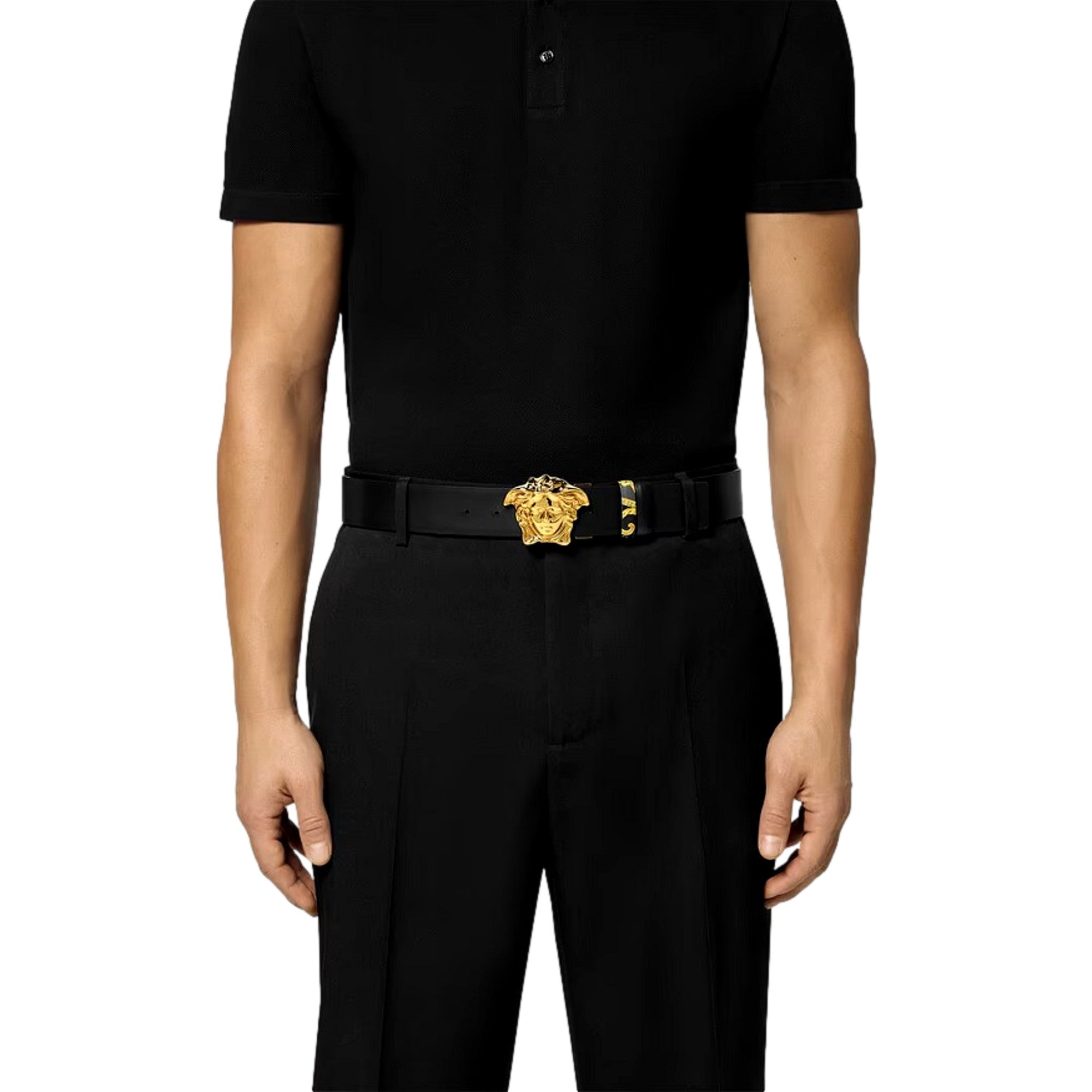 Versace La Medusa Reversible Calfskin Belt 75/30 - Luxury Elegance -   Shop Bags LLC