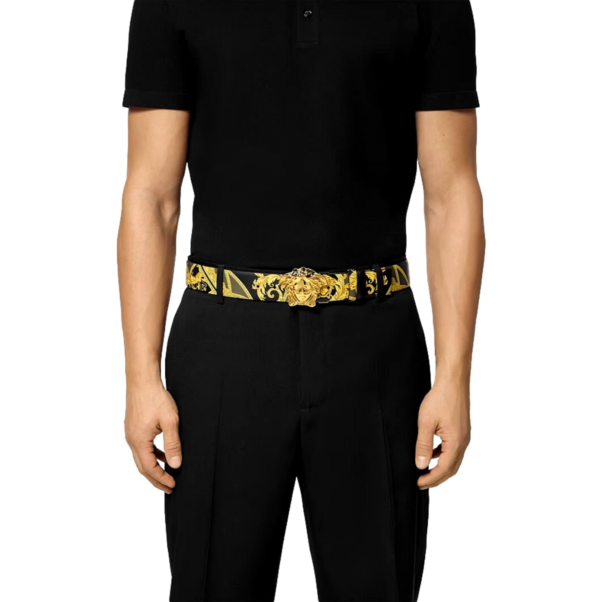 Versace La Medusa Reversible Calfskin Belt 75/30 - Luxury Elegance -   Shop Bags LLC